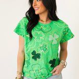 Green Groovy Shamrock Tee | Queen Of Sparkles