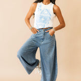 White & Blue QOS Card Logo Tank | Queen Of Sparkles