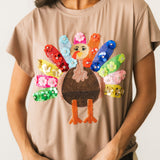 Light Brown Rainbow Flower Turkey Tee | Queen Of Sparkles