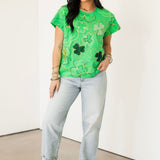 Green Groovy Shamrock Tee | Queen Of Sparkles