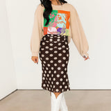 Beige Colorblock Bandana QOS Card Logo Sweatshirt | Queen Of Sparkles