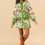 Green Camo Ducks Flying Button Up Cardigan | Queen Of Sparkles