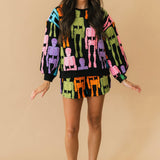 Black Multi Fuzzy Skeleton Short | Queen Of Sparkles