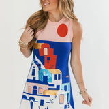 Coastal House Scene Knit Tank Dress | Queen Of Sparkles
