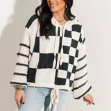 Multi Checker Hooded Sweater