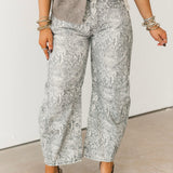 Good Luck Printed Barrel Jeans | Snake Combo