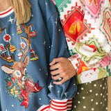 Blue Ornament Reindeer Sweatshirt | Queen Of Sparkles X Lexi Jade's