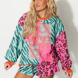 Wild Card Pink & Teal Leopard & Tiger Sweatshirt | Queen Of Sparkles X Lexi Jade's