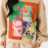 Beige Colorblock Bandana QOS Card Logo Sweatshirt | Queen Of Sparkles