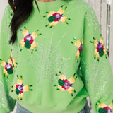 Neon Green Fuzzy Spider & Web Sweatshirt | Queen Of Sparkles