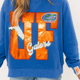 Licensed Florida Metallic Word With Icons Sweatshirt | Queen Of Sparkles