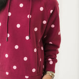 Polka Dot Hoodie | Maroon & Pink
