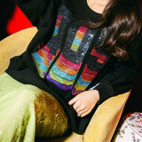 Black Rainbow QOS Logo Sweatshirt | Queen Of Sparkles