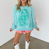 Aqua & Pink Colorblock QOS Logo Short | Queen Of Sparkles