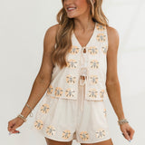 Beige Sand Dollar Cotton Tie Tank | Queen Of Sparkles