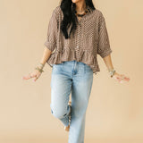 Bailey Gingham Button Top | Brown