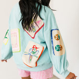 Aqua Scattered Mahjong Tile Sweatshirt | Queen Of Sparkles