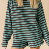 Malia Top | Brown Teal Stripe