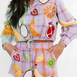 Colorblock Plaid Fruit Short | Queen Of Sparkles