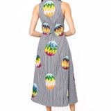 Black & White Gingham Groovy Easter Egg Button Up Cotton Midi Dress | Queen Of Sparkles