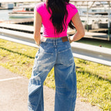 Good Luck Printed Barrel Jeans | Sunfade