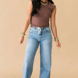 Olivia High Rise Drawstring Jean | Essence