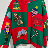 Green & Red Checkered Christmas Icon Sweatshirt | Queen Of Sparkles
