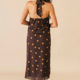 Polka Dot Maxi Skirt | Brown Rust
