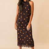 Polka Dot Maxi Skirt | Brown Rust