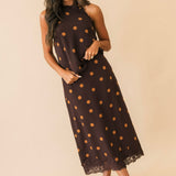 Polka Dot Maxi Skirt | Brown Rust