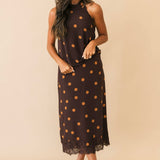 Polka Dot Maxi Skirt | Brown Rust