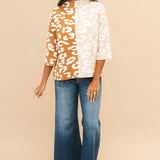 Colorblock Mock Neck Sweater | Leopard