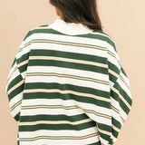 90s Mock Neck Stripe Top | Green