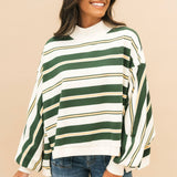 90s Mock Neck Stripe Top | Green