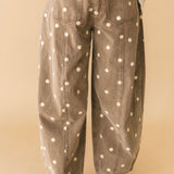 Polka Dot Barrel Pant | Brown