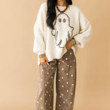 Polka Dot Barrel Pant | Brown