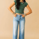 Ava High Rise Wide Leg Jean | Medium