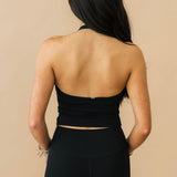 Scoop Neck Halter Top | Black