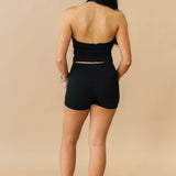 Scoop Neck Halter Top | Black
