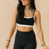 Double Layer Banded Sports Bra | Black