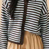 Fall Feels Stripe Cardigan | Brown Blue