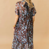 Sheer Overlay Floral Maxi Dress | Chocolate