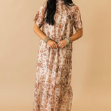 Sheer Overlay Floral Maxi Dress | Taupe