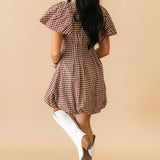 Gingham Bubble Mini Dress | Burgundy
