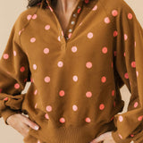 Moxie Polka Dot Collared Sweatshirt | Rust Pink
