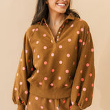 Moxie Polka Dot Collared Sweatshirt | Rust Pink