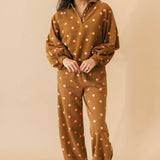 Moxie Polka Dot Collared Sweatshirt | Rust Pink