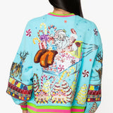 Aqua Vintage Santa Gingerbread House Sweatshirt | Queen Of Sparkles