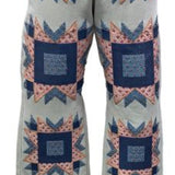 Ivory, Blue & Light Pink Patchwork Pant | Queen Of Sparkles