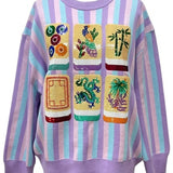 Lavender, Blue & Pink Stripe Mahjong Tile Sweater | Queen Of Sparkles